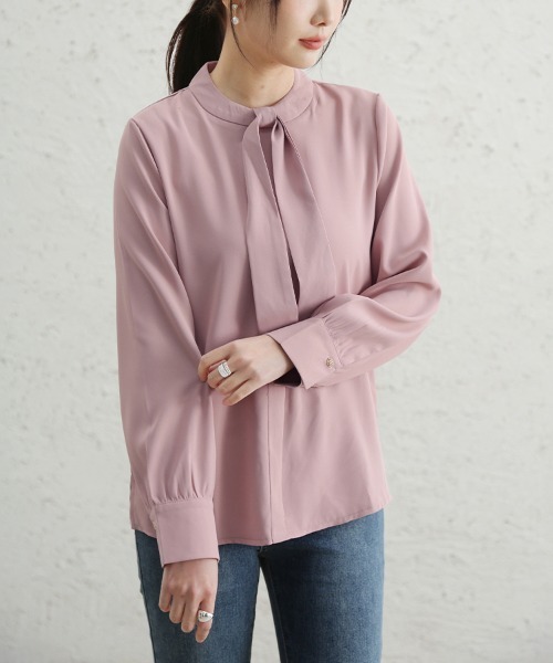 ONEP STAR（ワンピスター）の「スカーフカラーボウタイブラウス（シャツ/ブラウス・レディース・ピンク/ブルー/ブラック/ホワイト・LARGE/MEDIUM）」の19枚目の写真