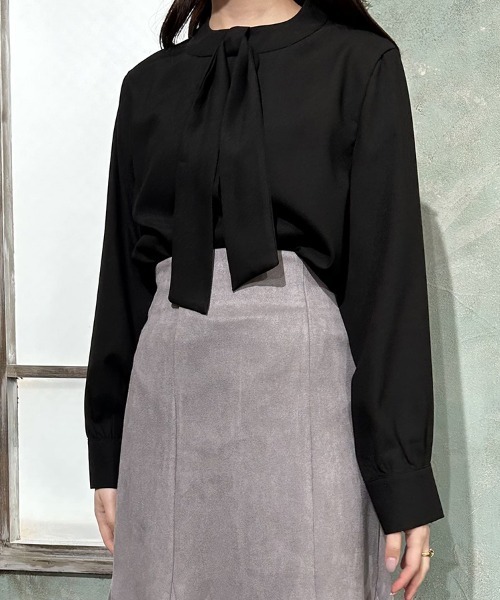 ONEP STAR（ワンピスター）の「スカーフカラーボウタイブラウス（シャツ/ブラウス・レディース・ピンク/ブルー/ブラック/ホワイト・LARGE/MEDIUM）」の5枚目の写真