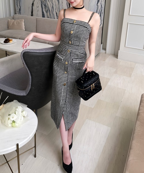 ダブルチェーンストラップツイードワンピース（ワンピース）｜ROYAL