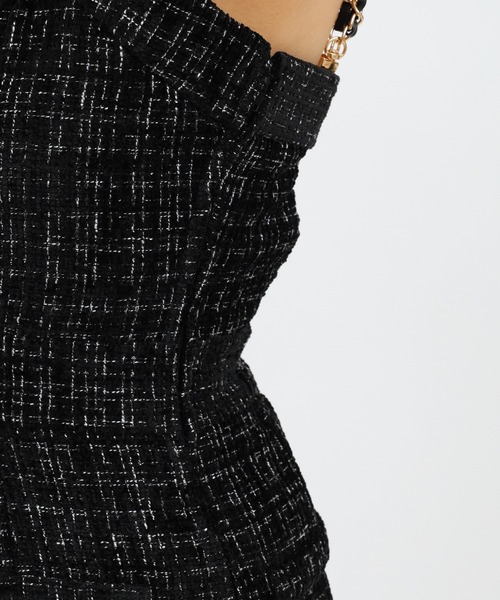 ダブルチェーンストラップツイードワンピース（ワンピース
