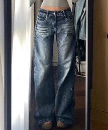 ストレートフレアデニムパンツ