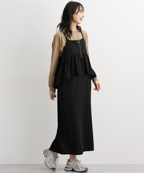 セール】ペプラムキャミソールワンピース＜大きいサイズ有