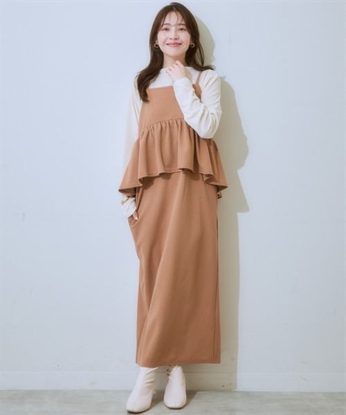 nissen（ニッセン）の「ペプラムキャミソールワンピース＜大きいサイズ有＞（ワンピース・レディース・ベージュ/ブラック/チャコールグレー・S/M/L/LL）」の10枚目の写真