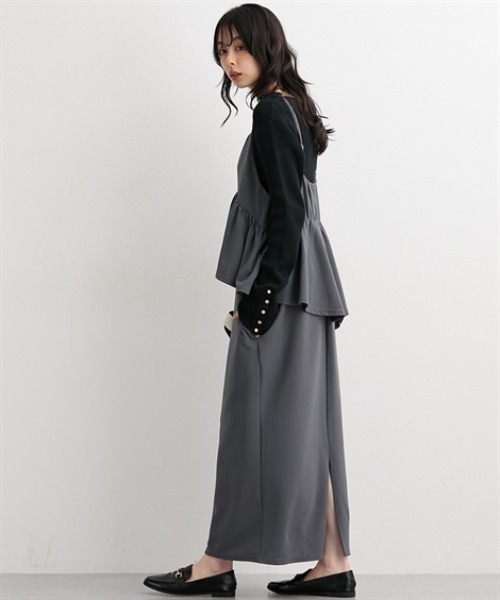 nissen（ニッセン）の「ペプラムキャミソールワンピース＜大きいサイズ有＞（ワンピース・レディース・ベージュ/ブラック/チャコールグレー・S/M/L/LL）」の19枚目の写真