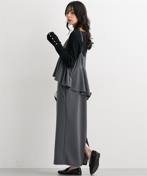 nissen（ニッセン）の「ペプラムキャミソールワンピース＜大きいサイズ有＞（ワンピース・レディース・ベージュ/ブラック/チャコールグレー・S/M/L/LL）」の20枚目の写真