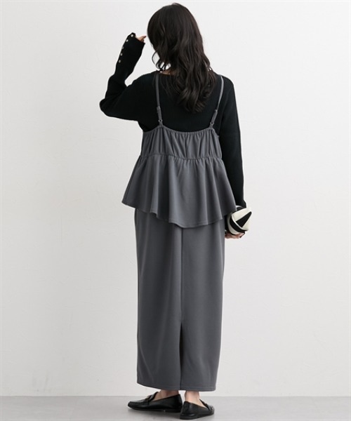 nissen（ニッセン）の「ペプラムキャミソールワンピース＜大きいサイズ有＞（ワンピース・レディース・ベージュ/ブラック/チャコールグレー・S/M/L/LL）」の21枚目の写真