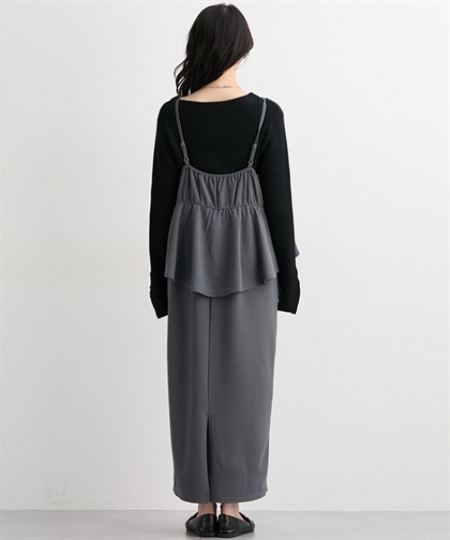 nissen（ニッセン）の「ペプラムキャミソールワンピース＜大きいサイズ有＞（ワンピース・レディース・ベージュ/ブラック/チャコールグレー・S/M/L/LL）」の5枚目の写真