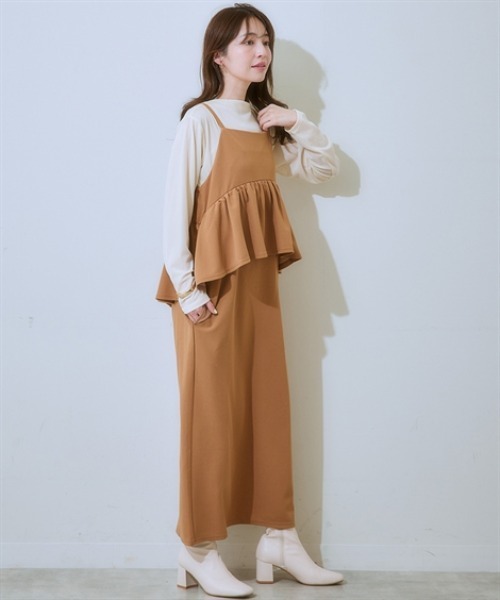 nissen（ニッセン）の「ペプラムキャミソールワンピース＜大きいサイズ有＞（ワンピース・レディース・ベージュ/ブラック/チャコールグレー・S/M/L/LL）」の11枚目の写真