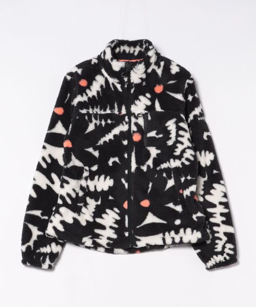 ROXY(ロキシー)の「ALABAMA FULL ZIP PRI /ロキシー総柄モコモコジップアップブルゾン(ブルゾン・レディース・ブラック・SMALL/LARGE)」の1枚目の写真