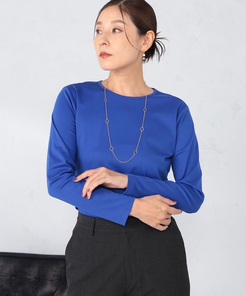 GALLORIA(ギャローリア)の「衿配色プルオーバー(Tシャツ/カットソー・レディース・オートミール/ロイヤルブルー/ブラック・S/M/L/LL)」の1枚目の写真