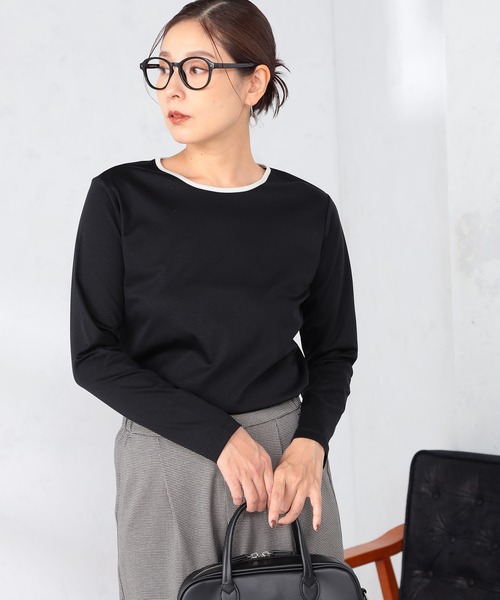 GALLORIA(ギャローリア)の「衿配色プルオーバー(Tシャツ/カットソー・レディース・オートミール/ロイヤルブルー/ブラック・S/M/L/LL)」の2枚目の写真