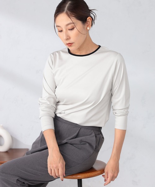 GALLORIA(ギャローリア)の「衿配色プルオーバー(Tシャツ/カットソー・レディース・オートミール/ロイヤルブルー/ブラック・S/M/L/LL)」の6枚目の写真