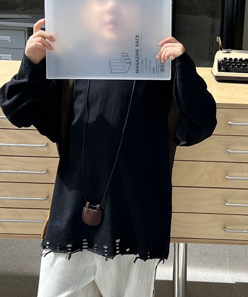 aimoha(アイモハ)の「【aimoha-KIDS-】キッズ ダメージロングTシャツ(Tシャツ/カットソー・キッズ・ブラック/ホワイト・120/130/140)」の15枚目の写真