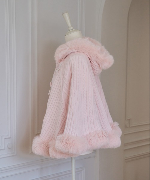 mellfy memory(メルフィーメモリー)の「Fluffy Meringue Ribbon ニットポンチョ(ポンチョ・レディース・ホワイト/ピンク・FREE)」の20枚目の写真