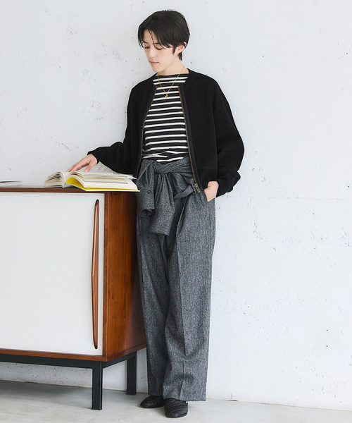 IENA（イエナ）の「《追加2》BLACK ジップアップスウェット（スウェット・レディース・グレー/ブラック・FREE）」の3枚目の写真