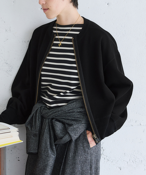 IENA（イエナ）の「《追加2》BLACK ジップアップスウェット（スウェット・レディース・グレー/ブラック・FREE）」の5枚目の写真