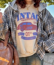 チェックhoodieシャツ