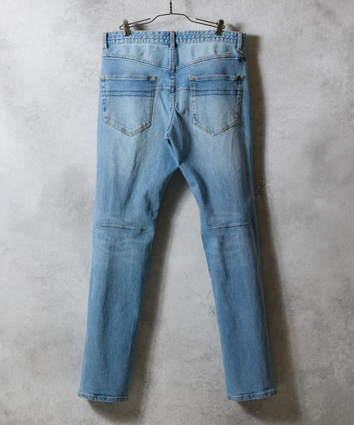 HAND PAINTED TAPERED SKINNY DENIM JEANS VINTAGE WASH / ハンド