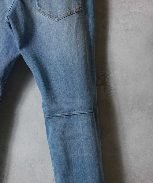 HAND PAINTED TAPERED SKINNY DENIM JEANS VINTAGE WASH / ハンド