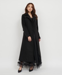 スタンドネックバックタックロングコート