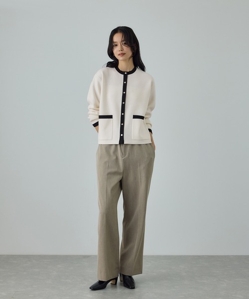 セール】接結ウールバイカラーニットカーディガン/イージーケア