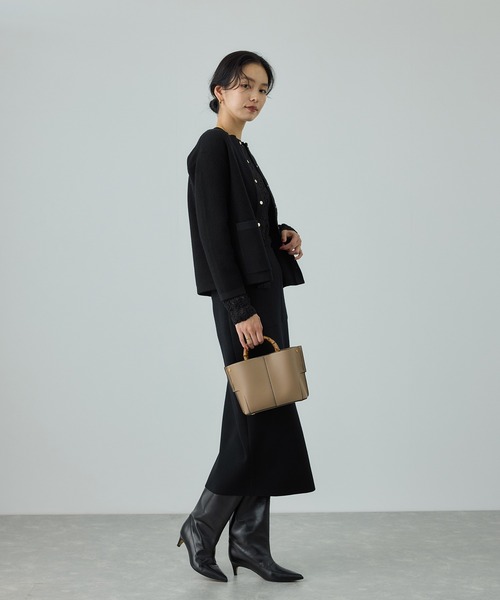 ROPE'(ロペ)の「接結ウールバイカラーニットカーディガン/イージーケア(カーディガン/ボレロ・レディース・ブラック/オフホワイト・FREE)」の10枚目の写真