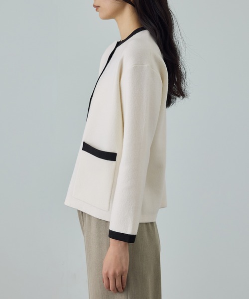 ロペ（ROPE’）/接結ウールバイカラーニットカーディガン/イージーケア セール】接結ウールバイカラーニットカーディガン/イージーケア