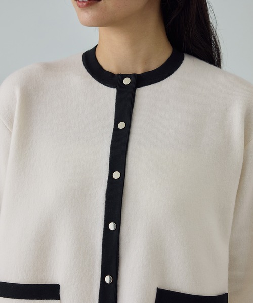 セール】接結ウールバイカラーニットカーディガン/イージーケア