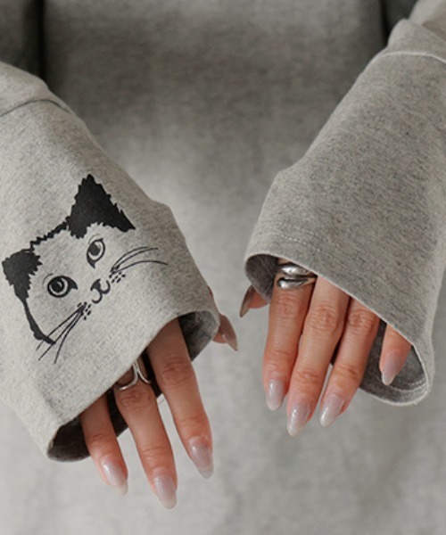 HUG.U(ハグユー)の「ねこ好きのための。 綿100%カットソー(Tシャツ/カットソー・レディース・ホワイト/ライトグレー/ブラック/ライトベージュ・M/L)」の21枚目の写真