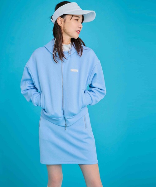 JUN&ROPE'（ジュンアンドロペ）の「ロゴキルト風ジャガードフーディーパーカー/セットアップ対応・UV/Oggi掲載（パーカー・レディース・ホワイト/ブラック/サックスブルー・S/L/M）」の5枚目の写真