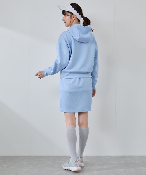 JUN&ROPE'（ジュンアンドロペ）の「ロゴキルト風ジャガードフーディーパーカー/セットアップ対応・UV/Oggi掲載（パーカー・レディース・ホワイト/ブラック/サックスブルー・S/L/M）」の14枚目の写真