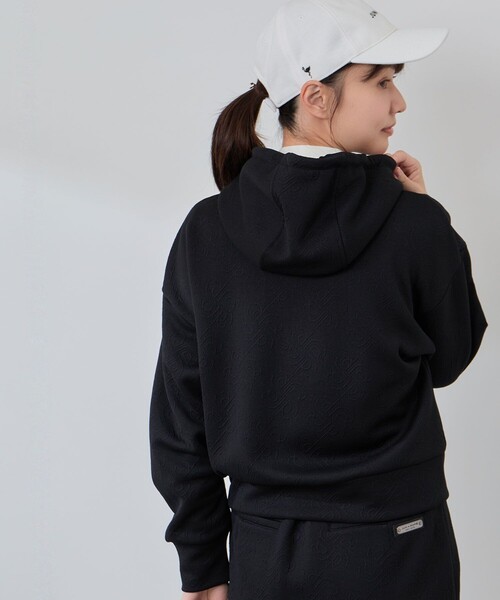 JUN&ROPE'（ジュンアンドロペ）の「ロゴキルト風ジャガードフーディーパーカー/セットアップ対応・UV/Oggi掲載（パーカー・レディース・ホワイト/ブラック/サックスブルー・S/L/M）」の16枚目の写真