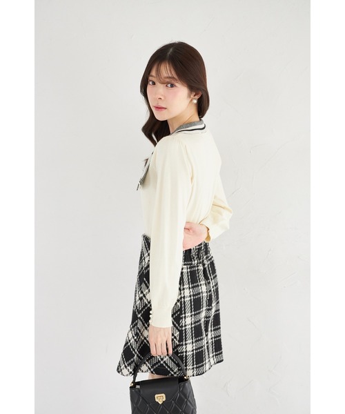 tocco closet（トッコ　クローゼット）の「【ZOZO限定】サイドボウタイネック配色ニットトップス（ニット/セーター・レディース・ブラック/ブルーグレー/オフホワイト・M）」の10枚目の写真