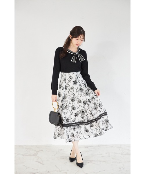 tocco closet（トッコ　クローゼット）の「【ZOZO限定】サイドボウタイネック配色ニットトップス（ニット/セーター・レディース・ブラック/ブルーグレー/オフホワイト・M）」の12枚目の写真