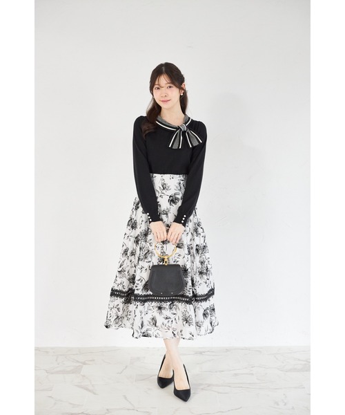 tocco closet（トッコ　クローゼット）の「【ZOZO限定】サイドボウタイネック配色ニットトップス（ニット/セーター・レディース・ブラック/ブルーグレー/オフホワイト・M）」の11枚目の写真