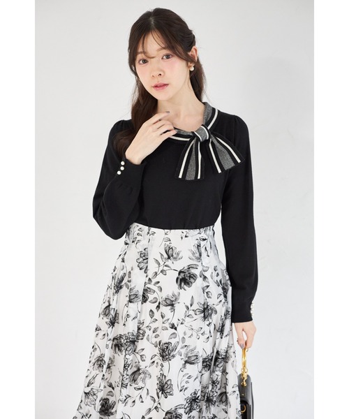 tocco closet（トッコ　クローゼット）の「【ZOZO限定】サイドボウタイネック配色ニットトップス（ニット/セーター・レディース・ブラック/ブルーグレー/オフホワイト・M）」の13枚目の写真