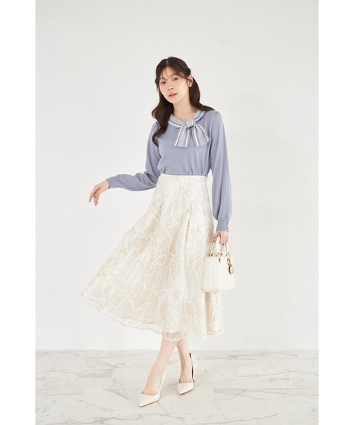 tocco closet（トッコ　クローゼット）の「【ZOZO限定】サイドボウタイネック配色ニットトップス（ニット/セーター・レディース・ブラック/ブルーグレー/オフホワイト・M）」の19枚目の写真