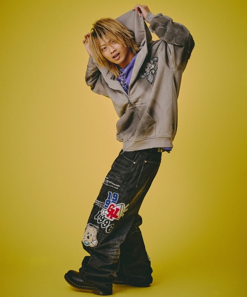 GALFY（ガルフィー）の「GALFY-ワッペンだらけデニム（デニムパンツ・メンズ・インディゴブルー/ブラウン/ブラック・L/XL）」の7枚目の写真