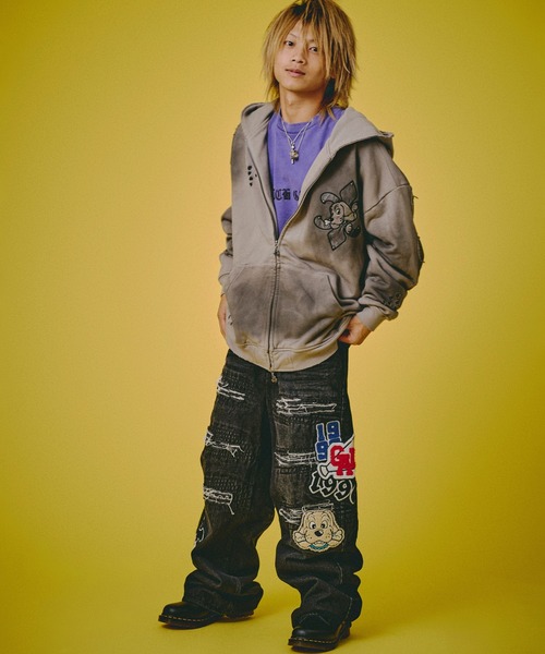 GALFY（ガルフィー）の「GALFY-ワッペンだらけデニム（デニムパンツ・メンズ・インディゴブルー/ブラウン/ブラック・L/XL）」の9枚目の写真