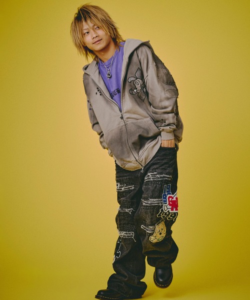 GALFY（ガルフィー）の「GALFY-ワッペンだらけデニム（デニムパンツ・メンズ・インディゴブルー/ブラウン/ブラック・L/XL）」の10枚目の写真