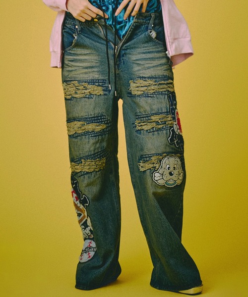 GALFY（ガルフィー）の「GALFY-ワッペンだらけデニム（デニムパンツ・メンズ・インディゴブルー/ブラウン/ブラック・L/XL）」の15枚目の写真