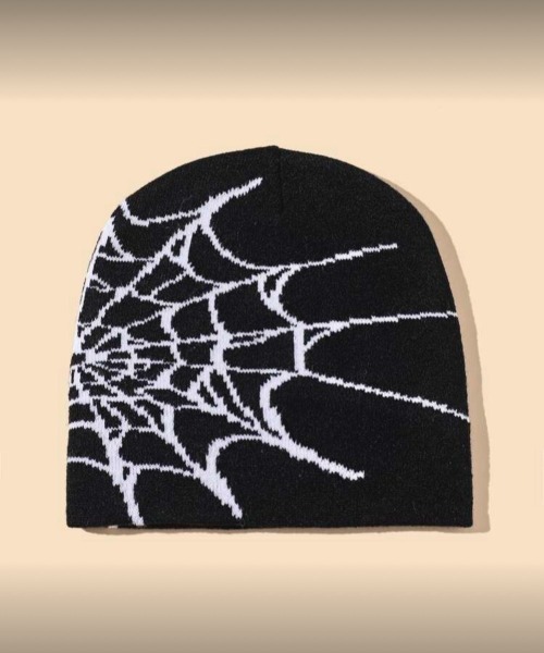 IZU】 スパイダーウェブデザイン ニットビーニー｜モノトーン