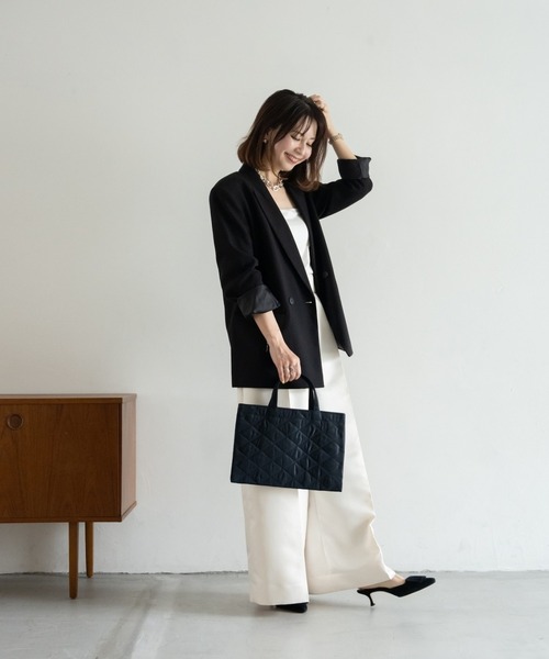 merrylatte（メリーラテ）の「BIBI bag. キルティングクロス ミドル（トートバッグ・レディース・ブラック・FREE）」の2枚目の写真