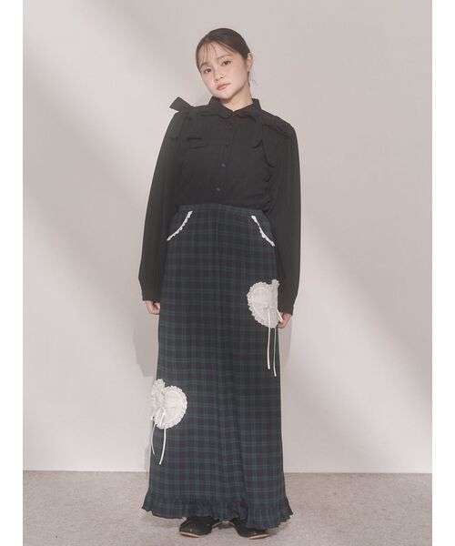 merry jenny（メリージェニー）の「double ribbon blouse（シャツ/ブラウス・レディース・オフホワイト/ブラック・FREE）」の4枚目の写真