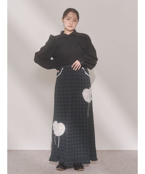 merry jenny（メリージェニー）の「double ribbon blouse（シャツ/ブラウス・レディース・オフホワイト/ブラック・FREE）」の5枚目の写真