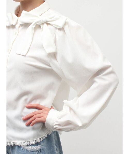 merry jenny（メリージェニー）の「double ribbon blouse（シャツ/ブラウス・レディース・オフホワイト/ブラック・FREE）」の10枚目の写真