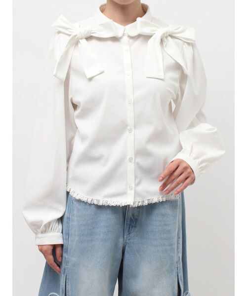 merry jenny（メリージェニー）の「double ribbon blouse（シャツ/ブラウス・レディース・オフホワイト/ブラック・FREE）」の17枚目の写真