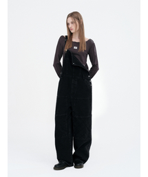 MILLO WOMEN（ミロウーマン）の「Double Knee Cross Overalls [Black]（サロペット/オーバーオール・レディース）」