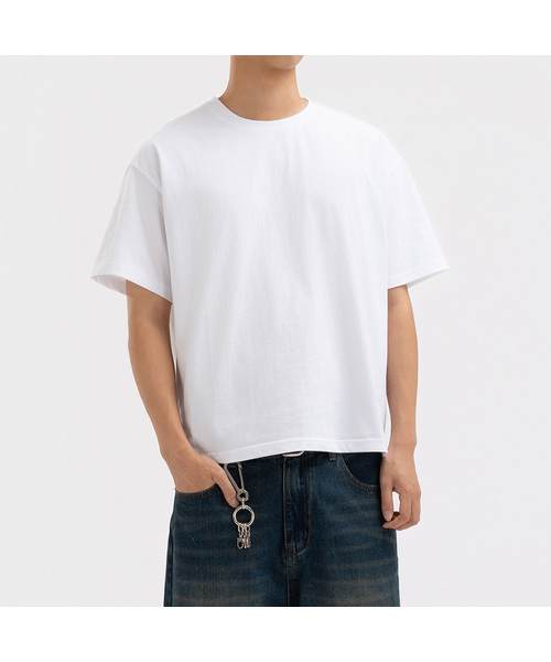 UNDEROFF(アンダーオフ)の「メンズ コットン 半袖 クロップTシャツ ホワイト(Tシャツ/カットソー・メンズ・ホワイト/ライトホワイト・MEDIUM/LARGE/X-LARGE)」の1枚目の写真