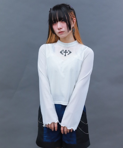 セール】クロス刺繍ラメカットトップス（Tシャツ/カットソー）｜NIBBLE